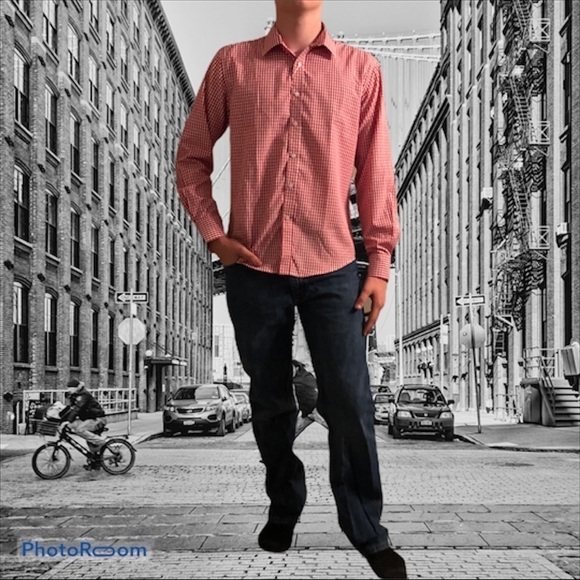 Xi Peng Red Checked Plaid Button Front Shirt - Picture 2 of 7